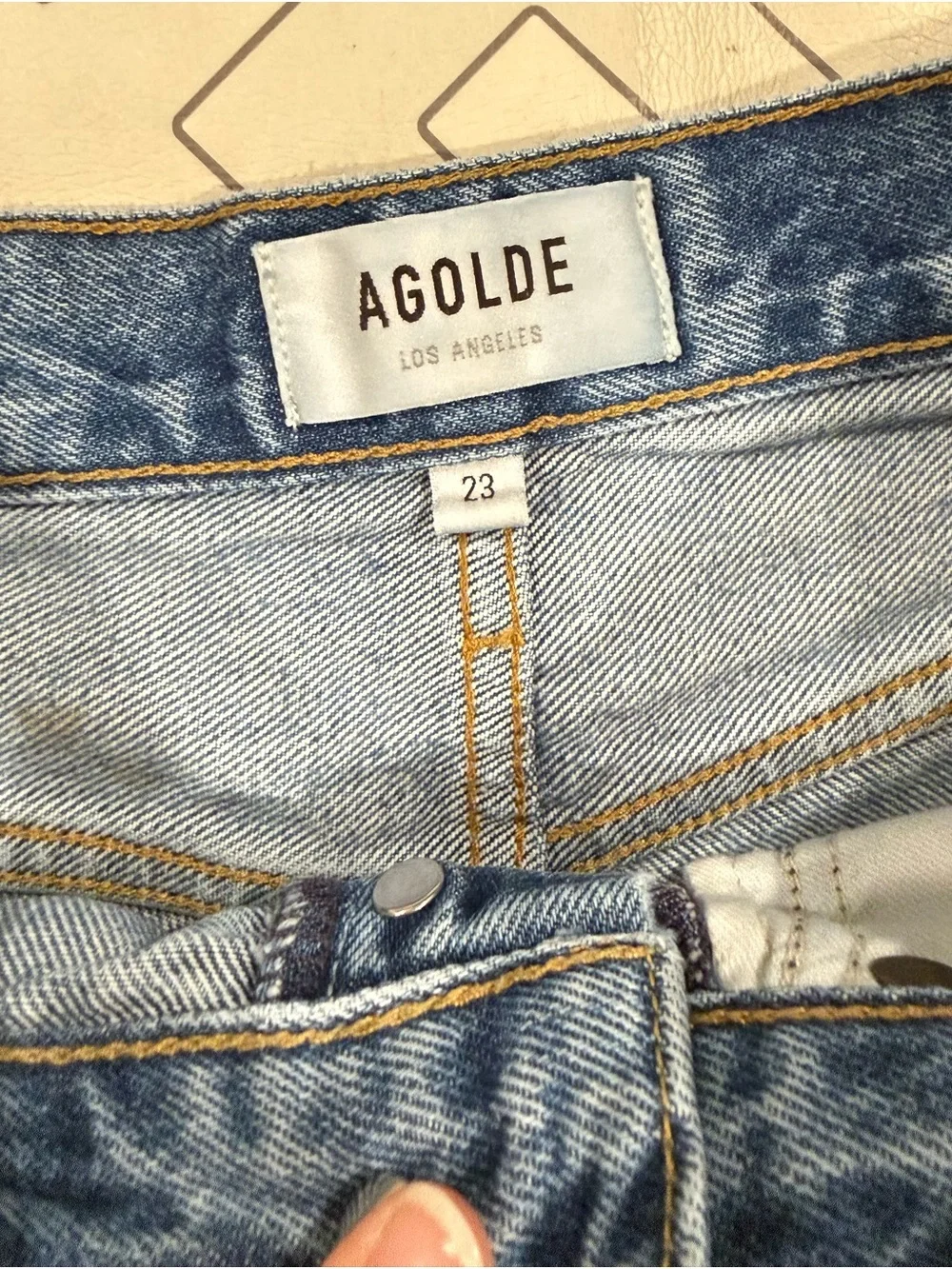 Agolde Blue Denim Parker Long Shorts